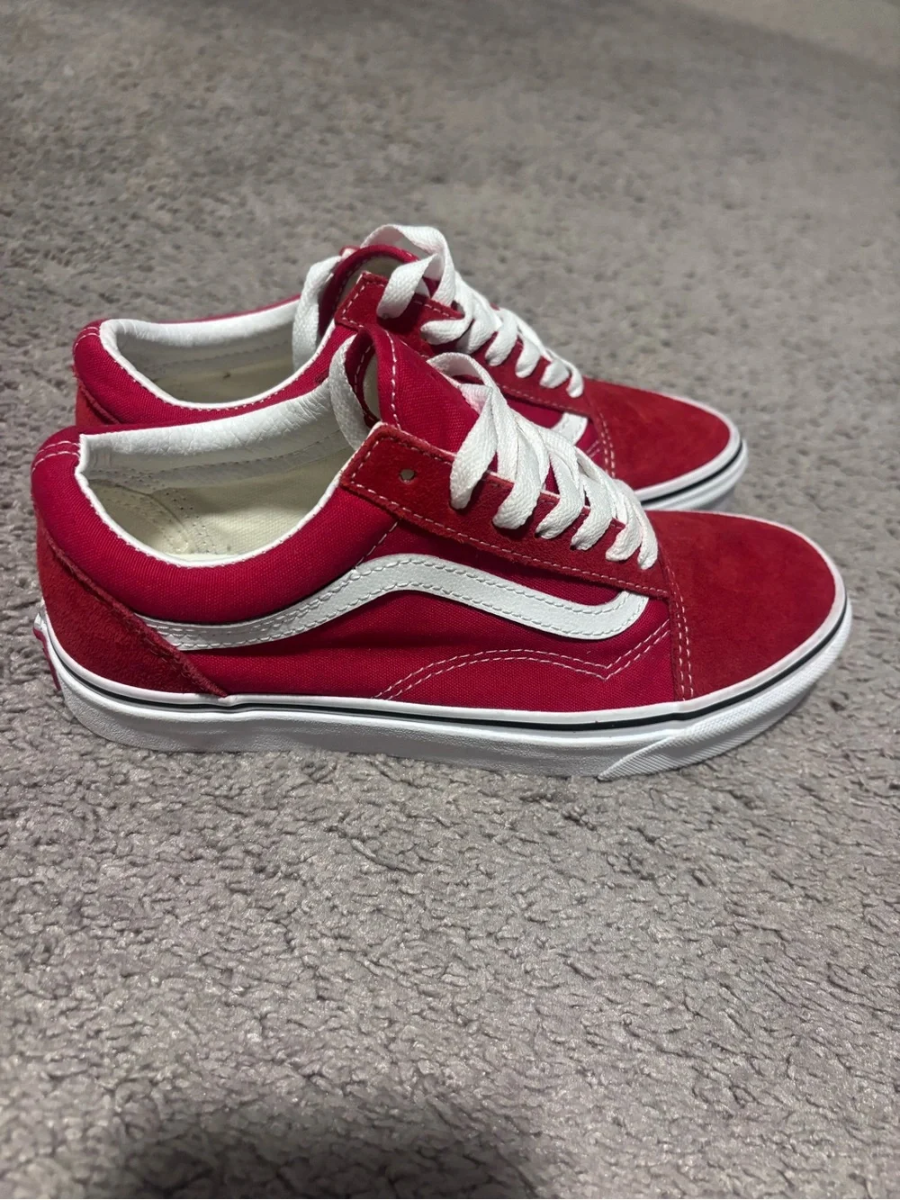 Vans Red and White Old Skool Lace-Up Sneakers